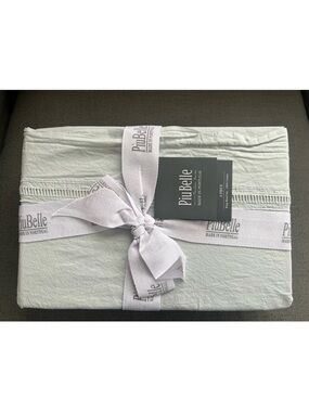 PiuBelle Portugal Stitch King Sheet Set Grey Pillowcases Cotton  4pc